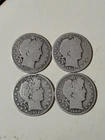 1900-O 1902-P 1912-S 1912-D BARBER SILVER HALF DOLLAR-4 COLLECTIBLE-$2 FACE90%