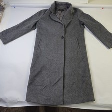 QUINCE Italian Wool Classic Single Breasted Coat S Heather Charcoal Gray Long 43