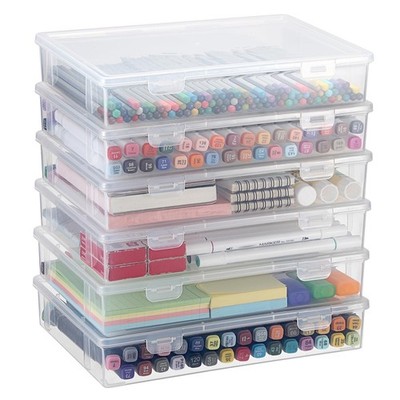 BTSKY Clear Plastic Storage Box w/ Flap Lid, Multipurpose Craft Organizer