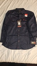 Ariat Work FR Mens L Navy Blue Vented Flame Resistant Work Shirt 10019062 NWT