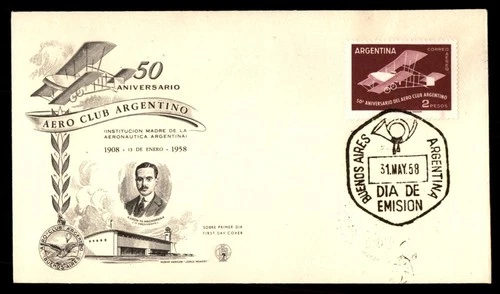 Mayfairstamps Argentina FDC 1958 Aircraft Aero Club 50th Anniv First Day Cover a