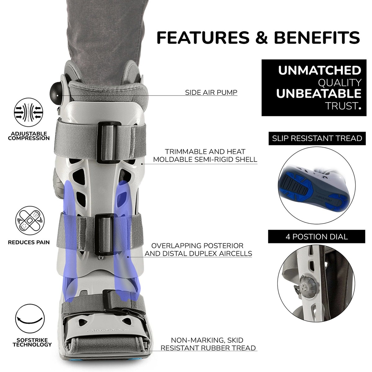AIRCAST―MEDIUM Aircast AirSelect Standard Walker Brace / Walking Boot, Medium
