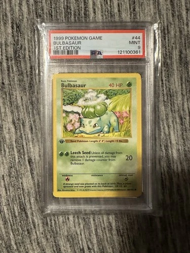Pokémon TCG Bulbasaur 44/102 1st Edition Base Set Shadowless PSA 9