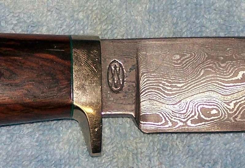 William "Bill" Miller Custom Damascus Hunter Knife marked WM - Image 3 of 4