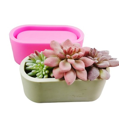 Large Succulent Planters Mold Oval Shaped Flower Pot Mold for DIY Soap Holder