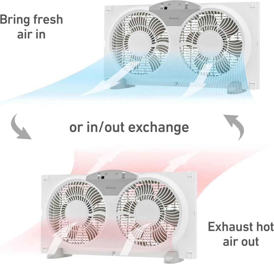 9" Twin Digital Window Fan, Reversible Airflow, 3 Speeds - Image 4 of 4