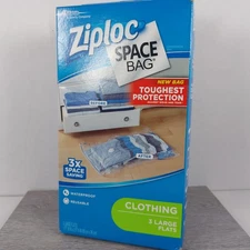 Ziploc SPACE BAG 3 Large Flats Vacuum Sealed Clothing Storage Bags