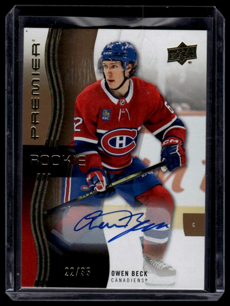 2023-24 Upper Deck Premier #122 Owen Beck Auto Gold #/35