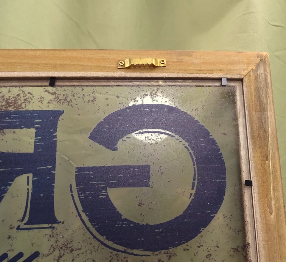 Sign Groceries Dry Goods Reverse Painted on Glass Wood Frame Distressed - Image 4 of 4