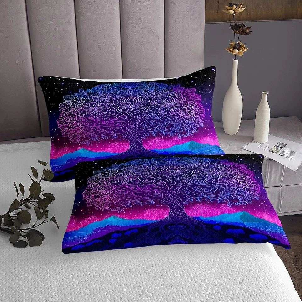Tree of Life Bedspread Aesthetic Butterfly Quilted King,Psychedelic Gradient ... - Image 4 of 4