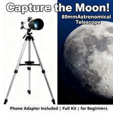SkyOptikst 80mm Telescope for Beginners -Complete w/ Phone Adapter  Case