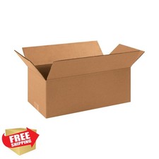 Aviditi 1686 Long Corrugated Cardboard Box 16" L x 8" W x 6" H, Kraft, For Sh...