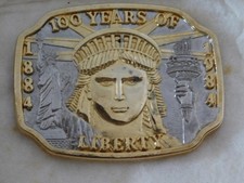 vintage 1884 - 1984 100 year anniversary USA statue of Liberty men's belt buckle