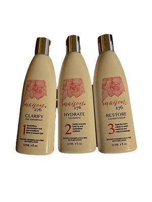 Maison 276 Clarify Pre-Shampoo, Hydrate Shampoo, Restore Conditioner 8oz 3pc