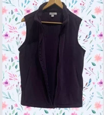 Great Northwest Womens M Purple Fleece Vest Full Zip Mock Neck Warmth Layer