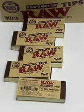 5 Packs RAW Wide Perforated Natural Unrefined Hemp & Cotton Tips (250 Total) new