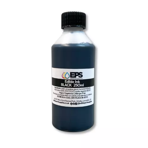 EPS Black Edible Ink Refill (250ml) Bottle For Canon/Epson Edible Printers