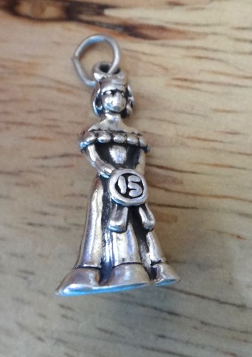 Sterling Silver 23x11mm Girl 15 15th Birthday Quinceanera Charm - Picture 5 of 6
