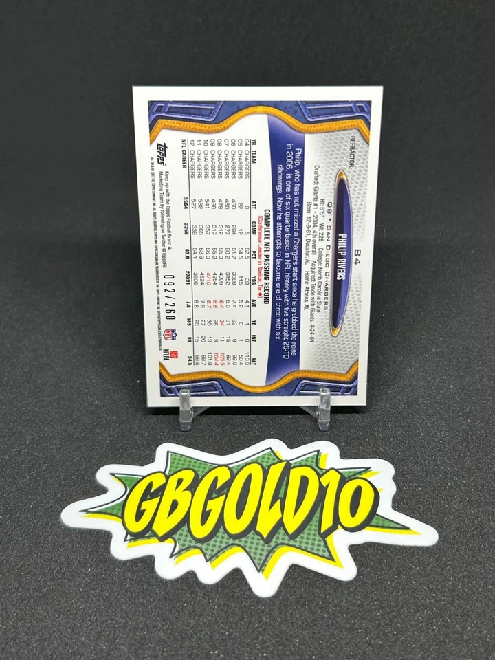 2013 Topps Chrome - Philip Rivers #84 Prism Refractor /260 - Image 2 of 2