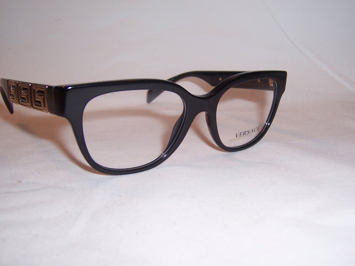 メガネ VERSACE Woman Optical frames Black 0VE3338 GB1 NEW VERSACE EYEGLASSES VE3338 GB1 BLACK 52mm AUTHENTIC 3338