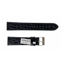 Croco pattern black leather watch strap 20 mm