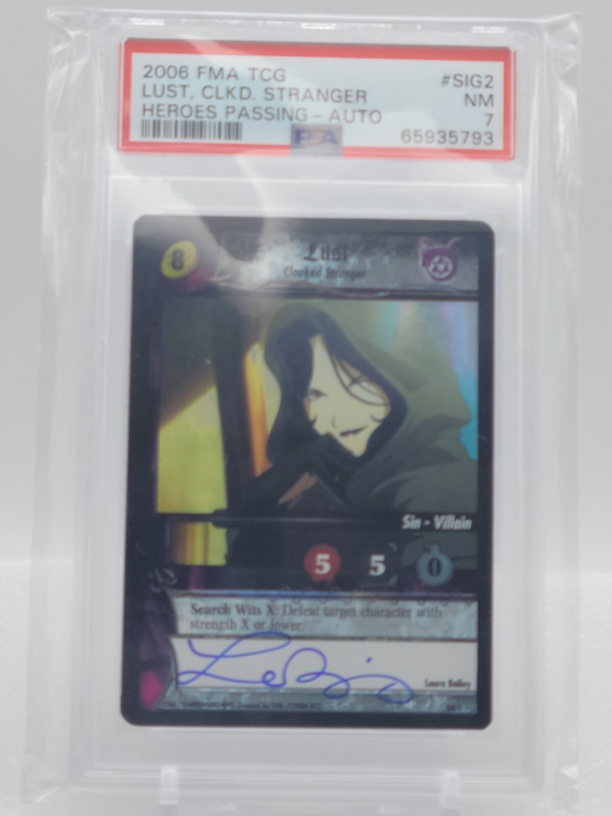 Fullmetal Alchemist TCG FMA Lust Cloaked Stranger SIG 2 PSA 7 Signed