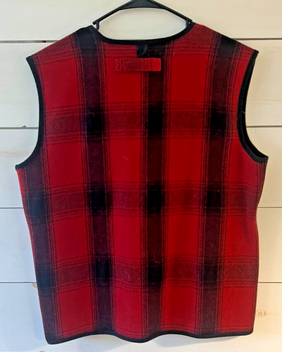 Orvis Red Buffalo Plaid Flannel Outdoor Wool Blend Vest Size Medium - Picture 4 of 5