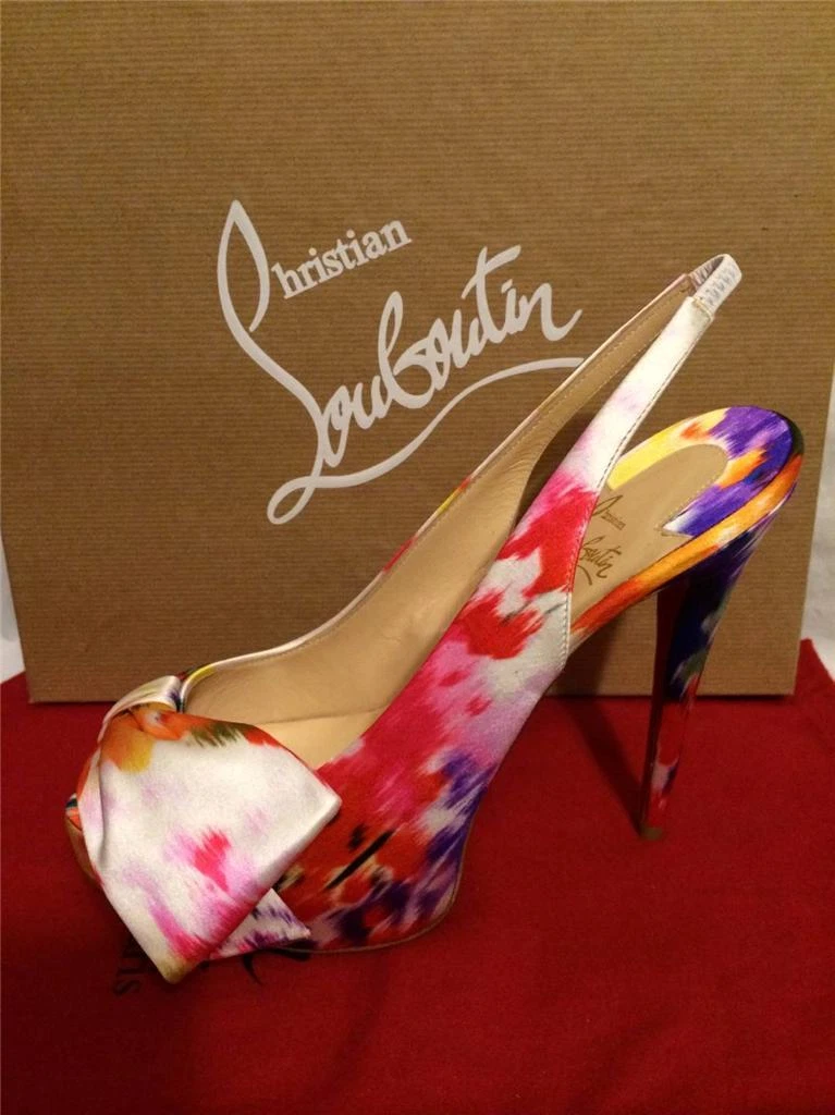 Christian Louboutin VENDOME SLING NODO Satin Bouquet Bow Heel