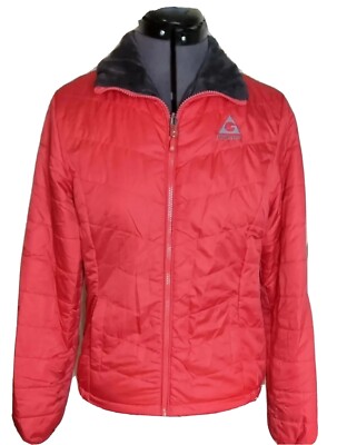 Women's Gerry Red Puffer Quilted Jacket Coat Front Zip Sz Small