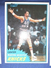 1981-82 Topps# East 87 Marvin Webster New York Knicks FREE SHIPPING MVP HOF NBA