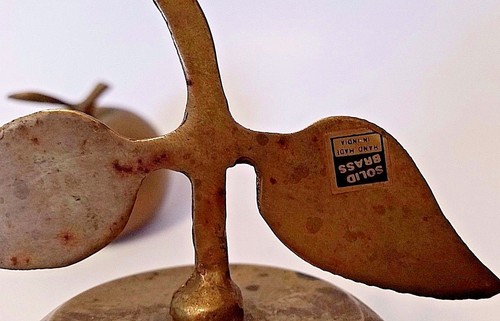 Apple Brass Bells 1 is 4" Tall & 1 is 2 1/2" Tall Set Of 2 Teachers Gift - Picture 2 of 5