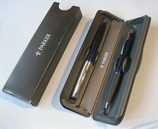 Parker Schreibset Frontier Füller + Kugelschreiber Blau/Silber Neu in Etui