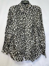 MSRP $345 Theory Sheer Cheetah Button Up Blouse Size Large NWOT (SEE DETAILS)