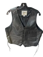 Wilsons open road black leather vest corset tie up XL Eagle