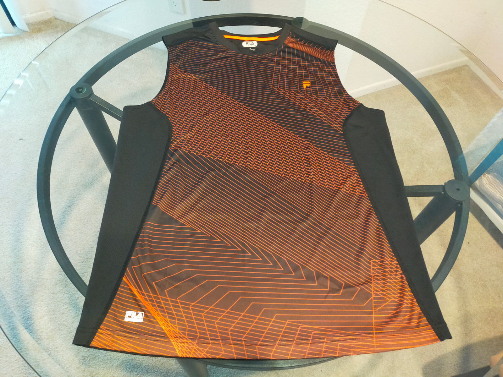 Camicia canotta Fila Retro design arancione nera taglia media