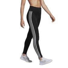 NEW Womens Adidas Designed 2 Move 3 Stripe Leggings - Black White, XSMALL