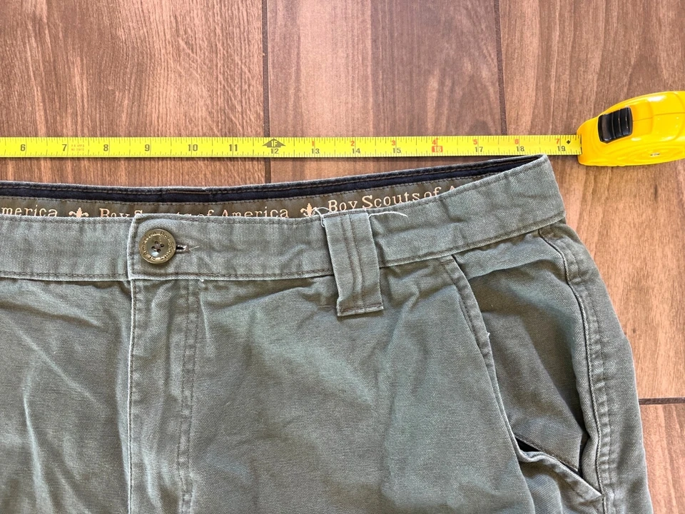 Boy Scouts Of America Mens Shorts Cargo Green Uniform Canvas Size 38 Cotton - Image 3 of 4