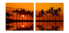  Sunset/palm trees ready to hang fiberboard canvas wall art/surpassed stretched