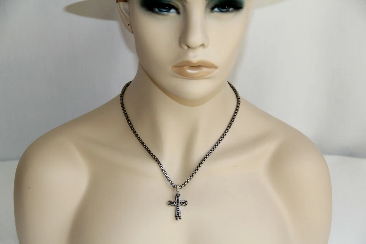 David yurman black diamond cheap cross necklace