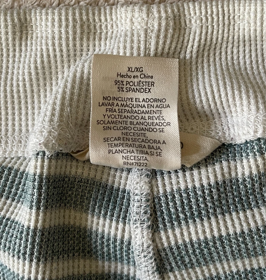 Lucky Brand Stretchy GREEN Striped Pajama Set Size XL Christmas Holiday - Image 4 of 4