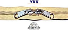 YKK Nylon Coil Zipper Tape 10 Gold 1 yard with 1 Nickle Zipper Slider