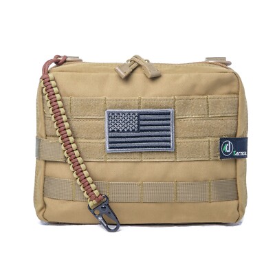 Large Tactical Molle Admin Pouch with Morale Patch and Paracord Tether Super HD