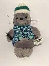 Coca Cola 1999 Seal 9" Plush Bean Bag In Vest Stuffed Animal Toy with TAG