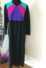 Vassarette VTG Robe Size M Womens Colorblock Velour USA Half Zipper Robe Duster