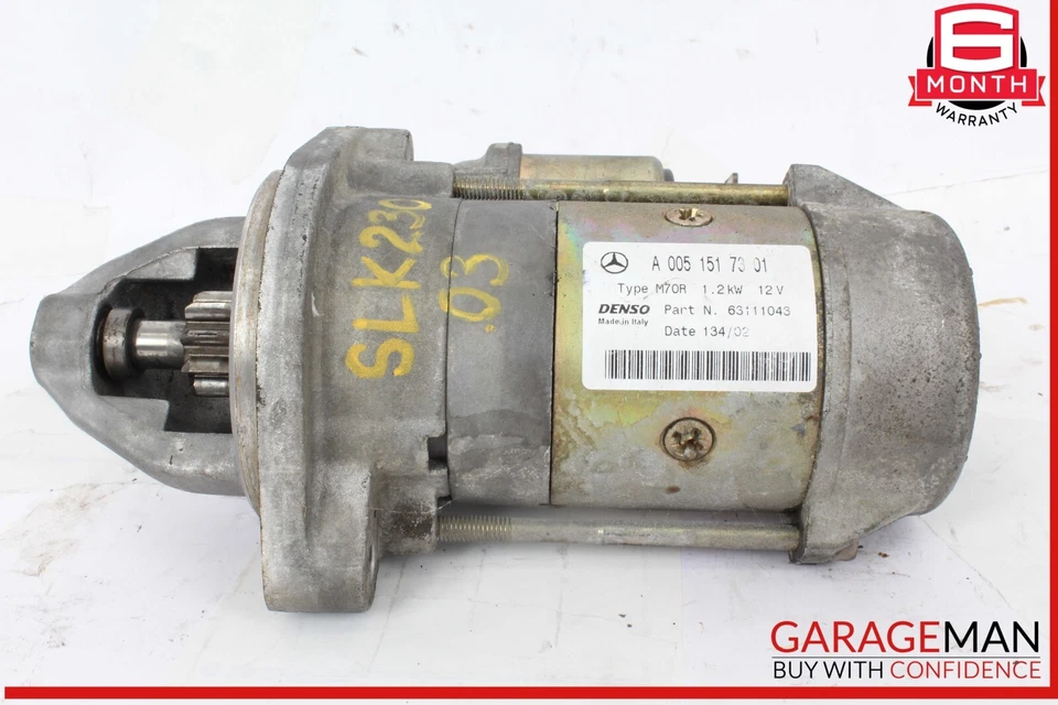 97-04 梅赛德斯 R170 SLK230 电装发动机起动器电机 0051517301 原始设备制造商 — 第 3/4 张图片