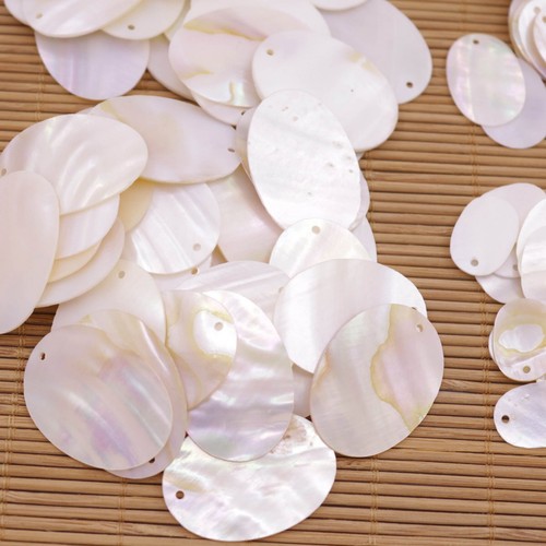 5 PIEZAS Dijes Cuentas Madreperla Blanco Natural Concha Ovalada Colgante 25mmX35mm - Imagen 5 de 6
