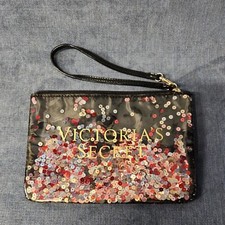 Victoria's Secret Sequin Make Up Bag Wristlet Clutch Pencil Case Ltd Ed mAAB