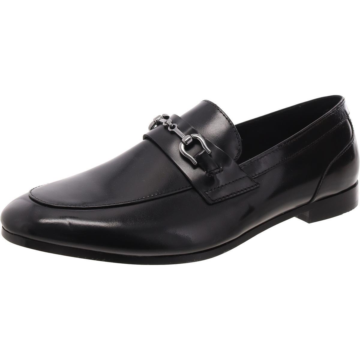 Aldo Mens Black Leather Slip-On Bit Loafers Shoes 10 Medium (D) BHFO 6190