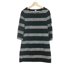 J Crew Striped 3/4 Sleeves Black Gray Maritime Dress Sz XS