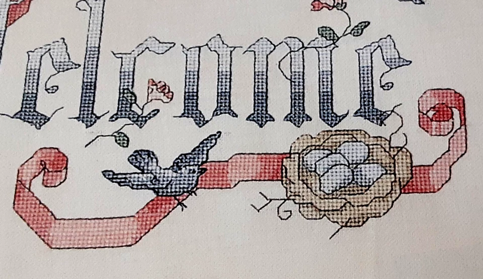 Cross Stitch Pattern BLUE BIRD  WELCOME  Bird Nest Eggs  Designer Licia Lewis - Image 3 of 4